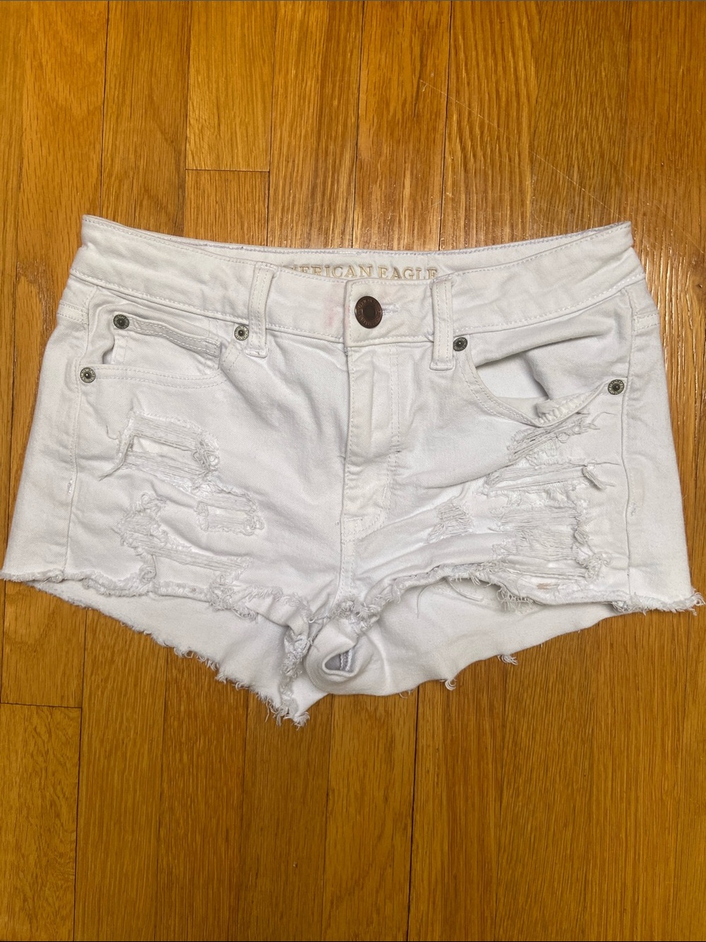 American Eagle Outfitters White Distressed Denim Cutoff Shorts
